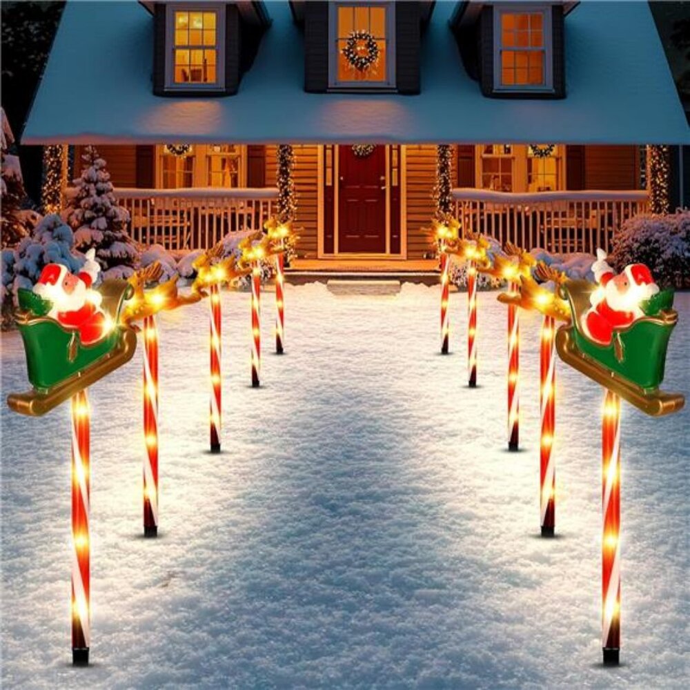 Solar Christmas Pathway Lights Decor, Set of 5 Packs Santa Claus and Reindeer - Picture 4 of 8